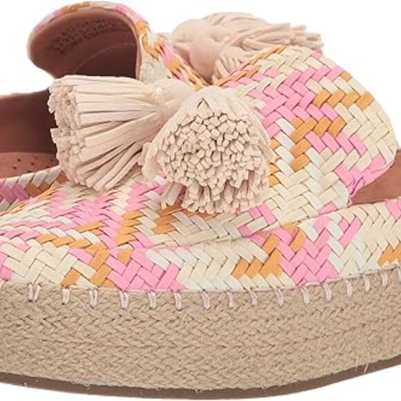 Gentle Souls Kenneth Cole Womens Pink Patterned Padded Tasseled Woven Rory Round - Picture 8 of 8